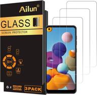 ailun galaxy a21 screen protector - 3 pack, tempered glass, ultra clear, anti-scratch, case friendly logo