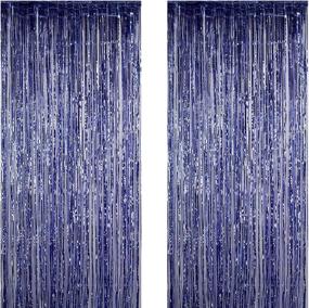 img 4 attached to 🎉 Funeez Foil Curtains: Vibrant Blue Metallic Fringe Party Decorations for Bachelorette, Baby Shower, Bridal Celebrations - 3' X 8' Set