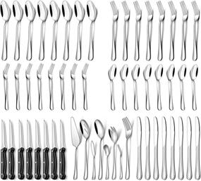 img 4 attached to 🍴 Umite Chef 44-Piece Silverware Set: Premium Stainless Steel Flatware with Steak Knives - Perfect for Home & Hotel Dining, Dishwasher Safe