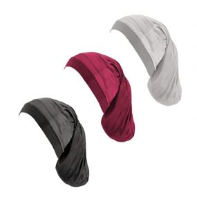 img 1 attached to 🧢 Set of 3 Unisex Spandex Satin Dreadlocks & Braids Cap for Full Head Coverage during Night Sleep - Hair Care Hat for Women and Men (Set 2)