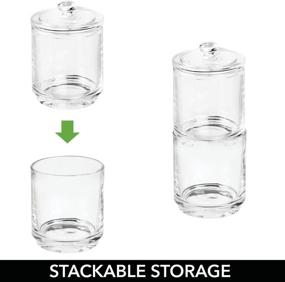 img 1 attached to 🏺 mDesign 2 Pack Clear Glass Bathroom Vanity Storage Organizer for Cotton Swabs, Rounds, Balls, Makeup Sponges, Bath Salts, Hair Ties, Makeup - Apothecary Canister Jar Holder