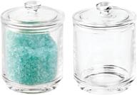 🏺 mdesign 2 pack clear glass bathroom vanity storage organizer for cotton swabs, rounds, balls, makeup sponges, bath salts, hair ties, makeup - apothecary canister jar holder logo