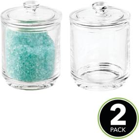 img 3 attached to 🏺 mDesign 2 Pack Clear Glass Bathroom Vanity Storage Organizer for Cotton Swabs, Rounds, Balls, Makeup Sponges, Bath Salts, Hair Ties, Makeup - Apothecary Canister Jar Holder