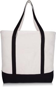 img 1 attached to 22-inch Zippered 👜 Heavy-Duty Cotton Canvas Tote Bag