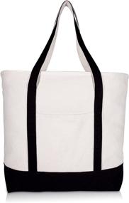 img 3 attached to 22-inch Zippered 👜 Heavy-Duty Cotton Canvas Tote Bag