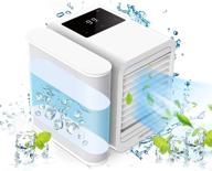 arnagar portable air conditioner fan, small desktop air cooler personal space evaporative cooler with touch panel, 1000ml water tank, timer, 3 modes quiet air misting fan - white logo