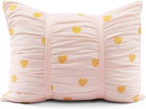 img 1 attached to Stylish Distressed Metallic Heart Print Comforter Set in Blush & Gold - Twin XL Size