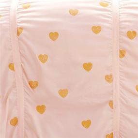 img 2 attached to Stylish Distressed Metallic Heart Print Comforter Set in Blush & Gold - Twin XL Size