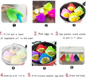 img 1 attached to 🍳 Kmeivol Egg Poacher Set of 4 - Non-Stick Silicone Cups for Perfect Poached Eggs - Microwave & BPA Free - Blue, Green, Yellow, Rose Red