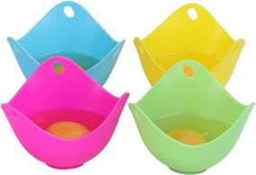 img 4 attached to 🍳 Kmeivol Egg Poacher Set of 4 - Non-Stick Silicone Cups for Perfect Poached Eggs - Microwave & BPA Free - Blue, Green, Yellow, Rose Red