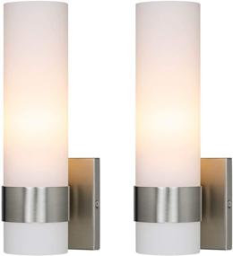 img 4 attached to 💡 Modern Brushed Nickel Wall Sconce Set – XiNBEi Lighting 1-Light ADA Bathroom Vanity Light with Tube Glass, 2-Pack (XB-W1185-2BN26)