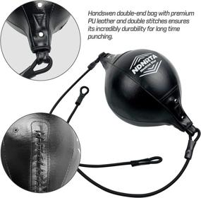 img 3 attached to 🥊 NDNRTA Double End Bag: Upgraded Leather Boxing Ball for Floor to Ceiling Boxing Training, Shipped from the United States