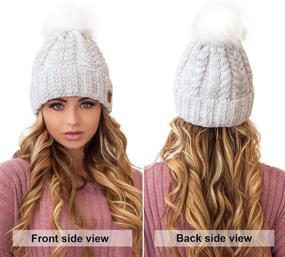 img 2 attached to Women's Braxton Knit Hat with Pom - Cable Winter Warm Fleece Beanie - Wool Snow Cuff Outdoor Ski Cap