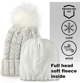 img 3 attached to Women's Braxton Knit Hat with Pom - Cable Winter Warm Fleece Beanie - Wool Snow Cuff Outdoor Ski Cap