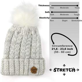 img 1 attached to Women's Braxton Knit Hat with Pom - Cable Winter Warm Fleece Beanie - Wool Snow Cuff Outdoor Ski Cap