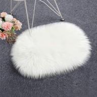 🐑 rosielily soft white faux fur rug - small fluffy rug for bedroom, living room, and kids room - 1.3 x 2 feet - white logo