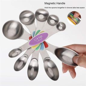 img 1 attached to 🥄 Dual Sided Stainless Steel Magnetic Measuring Spoons Set - Set of 6 Stackable Teaspoon Tablespoon for Precise Measurement of Dry and Liquid Ingredients