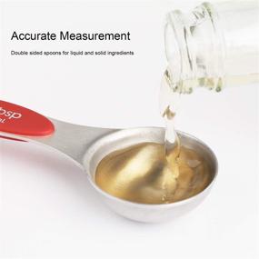 img 3 attached to 🥄 Dual Sided Stainless Steel Magnetic Measuring Spoons Set - Set of 6 Stackable Teaspoon Tablespoon for Precise Measurement of Dry and Liquid Ingredients