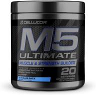 💪 cellucor m5 ultimate порошок после тренировки - icy blue razz, добавка для мышц и силы с монохидратом креатина, нитратом креатина, хлоридом креатина, hmb - 20 порций, 8,25 унции. логотип