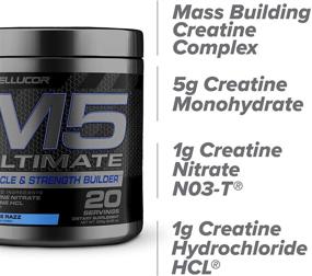 img 2 attached to 💪 Cellucor M5 Ultimate Порошок после тренировки - ICY Blue Razz, Добавка для мышц и силы с монохидратом креатина, нитратом креатина, хлоридом креатина, HMB - 20 порций, 8,25 унции.