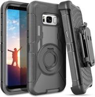 📱 bentoben galaxy s8 plus case: rugged ring kickstand holster for men/boys - heavy duty protective cover, shockproof - black logo