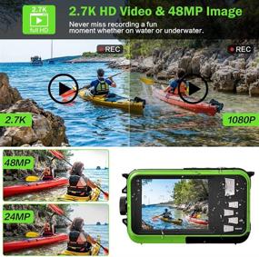 img 3 attached to Full HD 2.7K 48MP Underwater Camera - Waterproof Digital Camera with Dual Screen, 16X Digital Zoom, and Flashlight