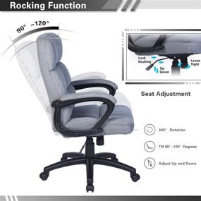 img 1 attached to 🪑 Qulomvs Grey Ergonomic Fabric Office Chair: Super Soft Back Support, 360 Swivel, and Wheels for Home and Office