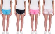 hind kids girls 4-pack performance shorts for athletics and running logo