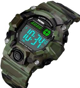 img 3 attached to 🌲 Boys Camouflage LED Sports Kids Watch: Waterproof Digital Electronic Military Wristwatch with Silicone Band, Alarm, Stopwatch - Age 5-10