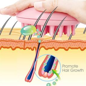 img 1 attached to Электрический массажер для кожи головы с головкой кролика для стимуляции роста волос 🐇 - вибрирующая щётка для шампуня и массажа с милым розовым дизайном