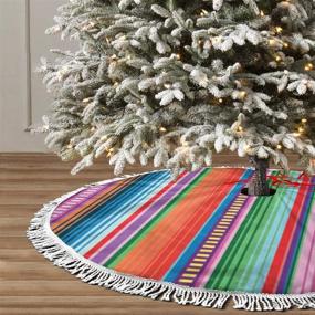 img 2 attached to 48-inch Spanish Patterned Christmas Tree Skirt with Tassel - Xmas Tree Mat Cover for Festive Holiday Party Decoration