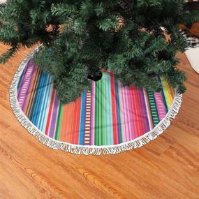 img 3 attached to 48-inch Spanish Patterned Christmas Tree Skirt with Tassel - Xmas Tree Mat Cover for Festive Holiday Party Decoration
