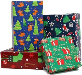 img 4 attached to BULKYTREE Christmas Wrapping Paper: Fun and Colorful Gift Wrap for Kids Boys Girls Baby - 12 Folded Sheets with 4 Cute Xmas Designs - Recyclable Materials, 20 Inch X 29 Inch Per Sheet