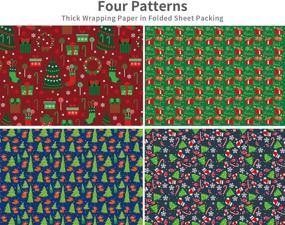 img 3 attached to BULKYTREE Christmas Wrapping Paper: Fun and Colorful Gift Wrap for Kids Boys Girls Baby - 12 Folded Sheets with 4 Cute Xmas Designs - Recyclable Materials, 20 Inch X 29 Inch Per Sheet