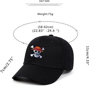 img 3 attached to 🧢 Anime Skull Skeleton Baseball Cap Adjustable Snapback Embroidered Hat with Luffy Straw Hat Necklace - JoyeGirly for Men and Women