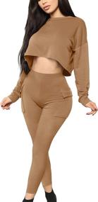 img 2 attached to 🏋️ Kaximil Women's Workout Set: Long Sleeve Crop Top and Legging Pants Jogger Tracksuit