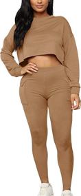 img 1 attached to 🏋️ Kaximil Women's Workout Set: Long Sleeve Crop Top and Legging Pants Jogger Tracksuit