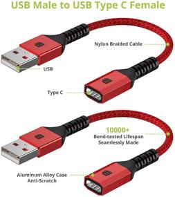 img 3 attached to Женский USB C к мужскому USB адаптер кабель (2 шт.) - адаптер BrexLink Type C к USB A для ноутбуков, портативных зарядок и других устройств с стандартным портом USB A (красный)