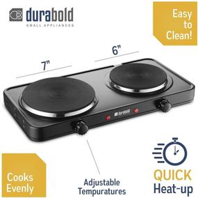 img 1 attached to 🔥 Durabold Stainless Steel Body Double Burner - Sealed Burners Kitchen Countertop Cast-Iron - Perfect for RV, Small Apartments, Camping, Cookery Demonstrations, or as an Extra Burner