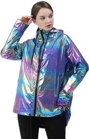 img 1 attached to Outerwear Sweatshirt Metallic Raincoat Showerproof Women's Clothing in Coats, Jackets & Vests