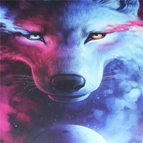 img 3 attached to Erosebridal Wolf Printed Bedding Set: 3D Animal Theme Duvet Cover in 🐺 Retro Cool Wild Wolf Design – Pink Blue Purple Galaxy Bedspread - King Size