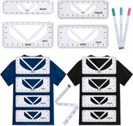 👕 4-pack t-shirt ruler guide alignment tool for perfectly centered designs - craft, v-neck, adult, youth, toddler, & infant sizes - transparent logo