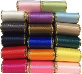 img 4 attached to 🎀 DUOQU 7/8-Inch Double Face Gold Edge Satin Ribbon Value Pack - 34 Yards (2 Yards x 17 Colors)