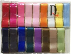 img 3 attached to 🎀 DUOQU 7/8-Inch Double Face Gold Edge Satin Ribbon Value Pack - 34 Yards (2 Yards x 17 Colors)