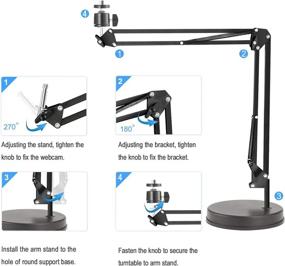 img 3 attached to 📷 OXENDURE Webcam Stand: 22-inch Scissor Arm Stand for Logitech C925e C922x C930e C920, GoPro, Arlo, and DSLR Camera - Ultimate Camera Mount Solution
