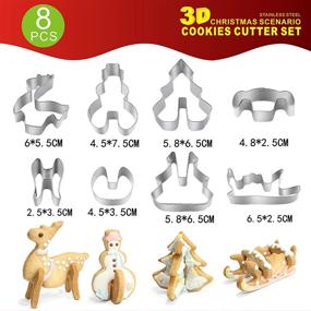 img 3 attached to 🏡 Christmas House Cookie Cutter Kit - 18 Piece Gingerbread House Cutters, 3D Stainless Steel Biscuit Mold Set, Festive Xmas DIY Baking Including Christmas Tree, Snowman, Reindeer, Gift Box