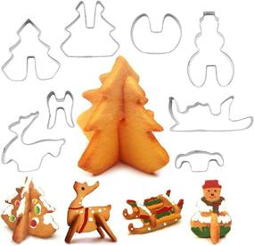 img 1 attached to 🏡 Christmas House Cookie Cutter Kit - 18 Piece Gingerbread House Cutters, 3D Stainless Steel Biscuit Mold Set, Festive Xmas DIY Baking Including Christmas Tree, Snowman, Reindeer, Gift Box