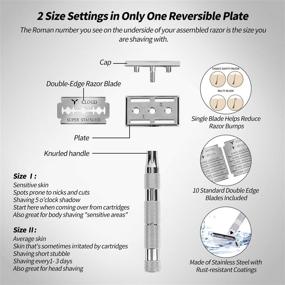 img 3 attached to 🪒 EASACE Long Handle Double Edge Safety Razor Kit: Premium Metal Razor with Stand, Cleaning Brush & 10 Stainless Steel Blades (Silver) - Perfect for Classic Wet Shaving for Men & Women