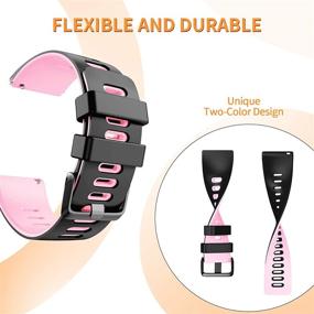 img 3 attached to NotoCity Silicone Bands - Compatible with Versa/Versa 2/Versa Lite/Versa Special Watch - Soft Replacement Sport Wristbands - Black-Pink Large - Men and Women