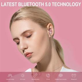 img 2 attached to Snyank Bluetooth 5.0 Wireless Earbuds with 2000mAh Charging Case | LED Display | IPX7 Waterproof | 65-Hour Playtime | Rose Gold